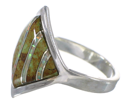 Silver Southwestern Turquoise Opal Ring Size 6-1/2 QX82445